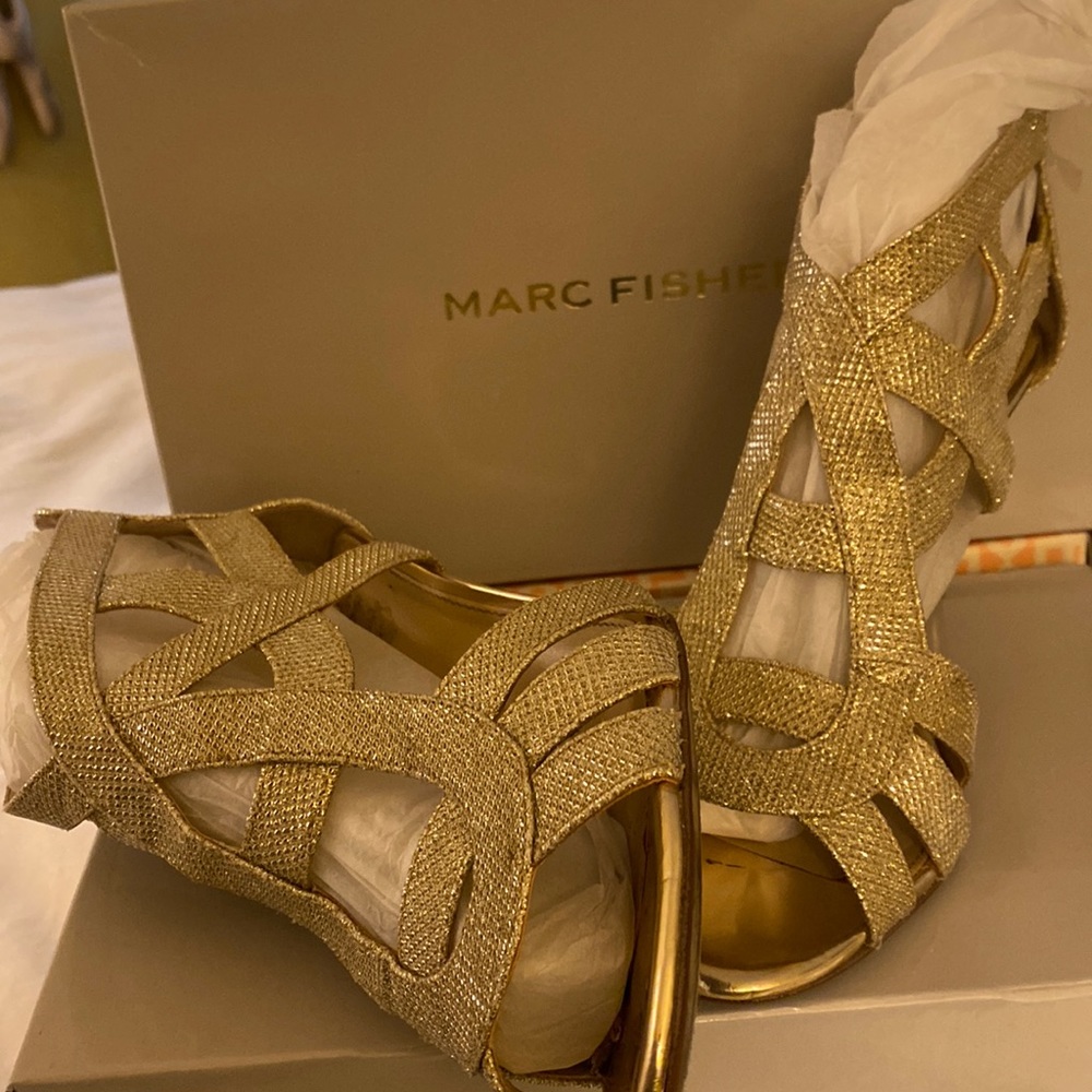 Beautiful Gold Strappy Stiletto Sandals
